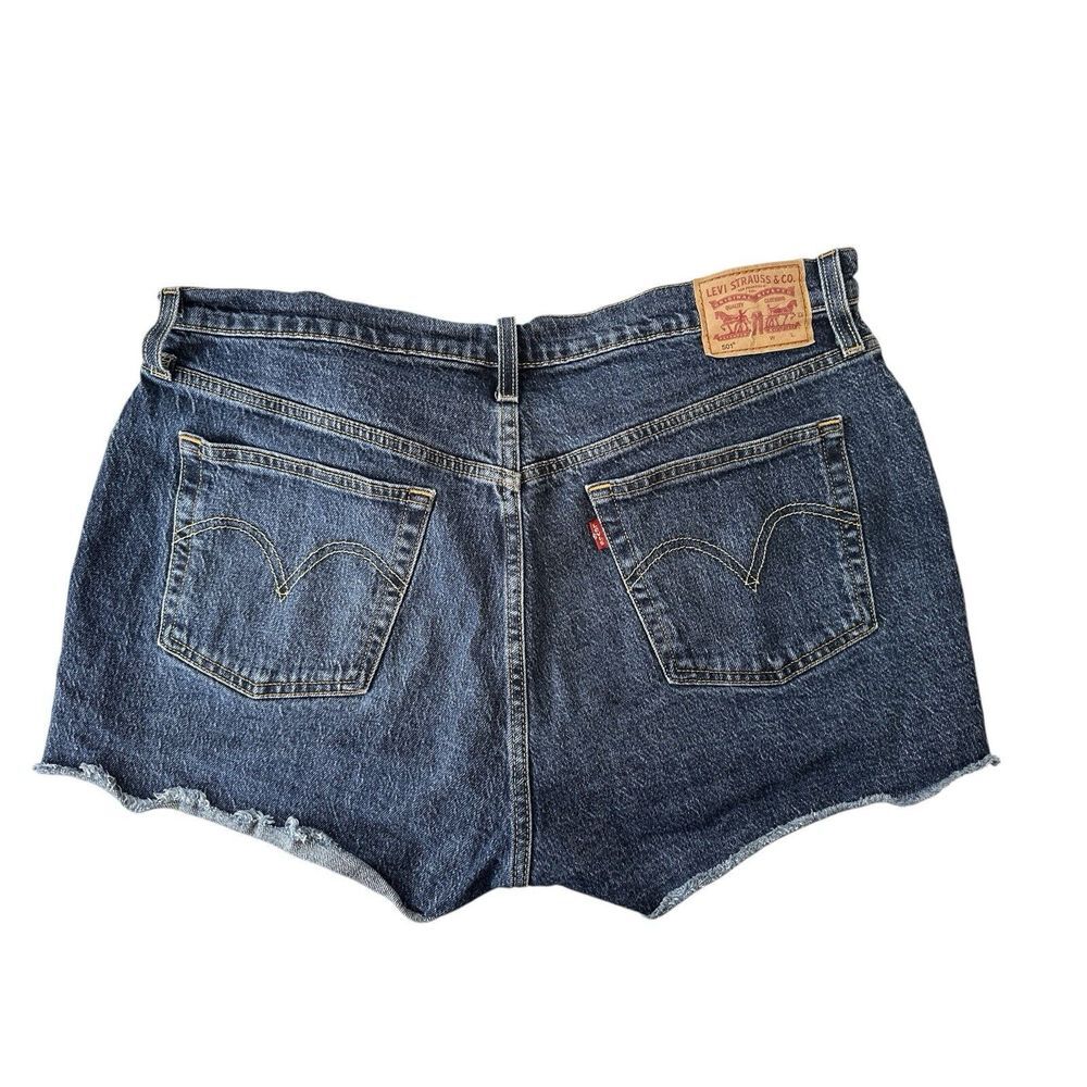 Levis Jean Shorts Women 33 Blue Mid Rise Stretch Denim Classic Packets